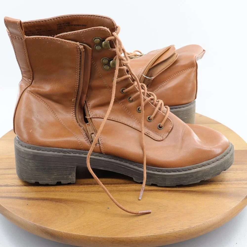 Universal Thread Women Chukka Boots Brown Synthetic Zip Size 9.5 - Picture 4 of 9